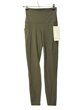 Lululemon Align HR Pant 28" With Pockets High Rise Olive Green Size 4 New